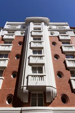 The Art Deco Facade of the Hotel Moderniste: An Elegant Historical Relic